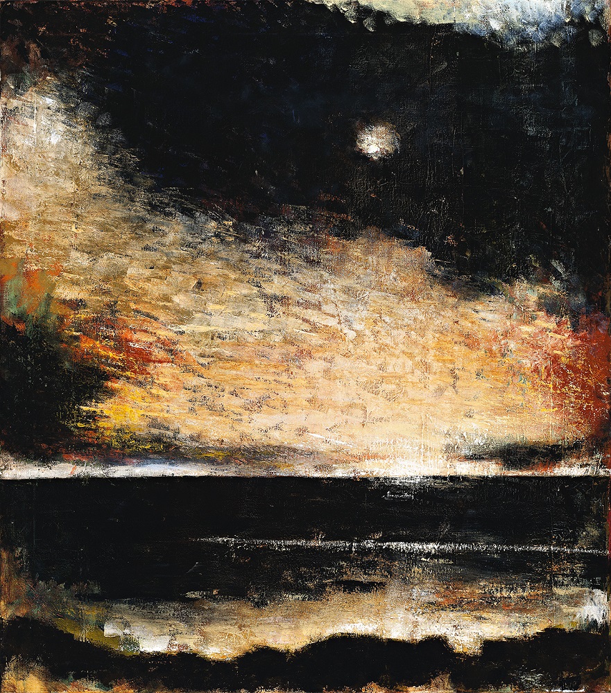 Ian Parry, Moonrise Stormy Bay, 2018, oil on linen, 123 x 107cm $15,000